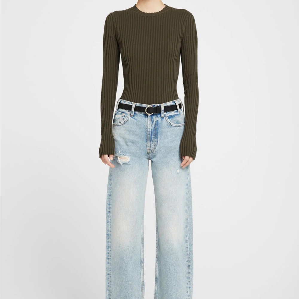 ANINE BING Cecily olive top